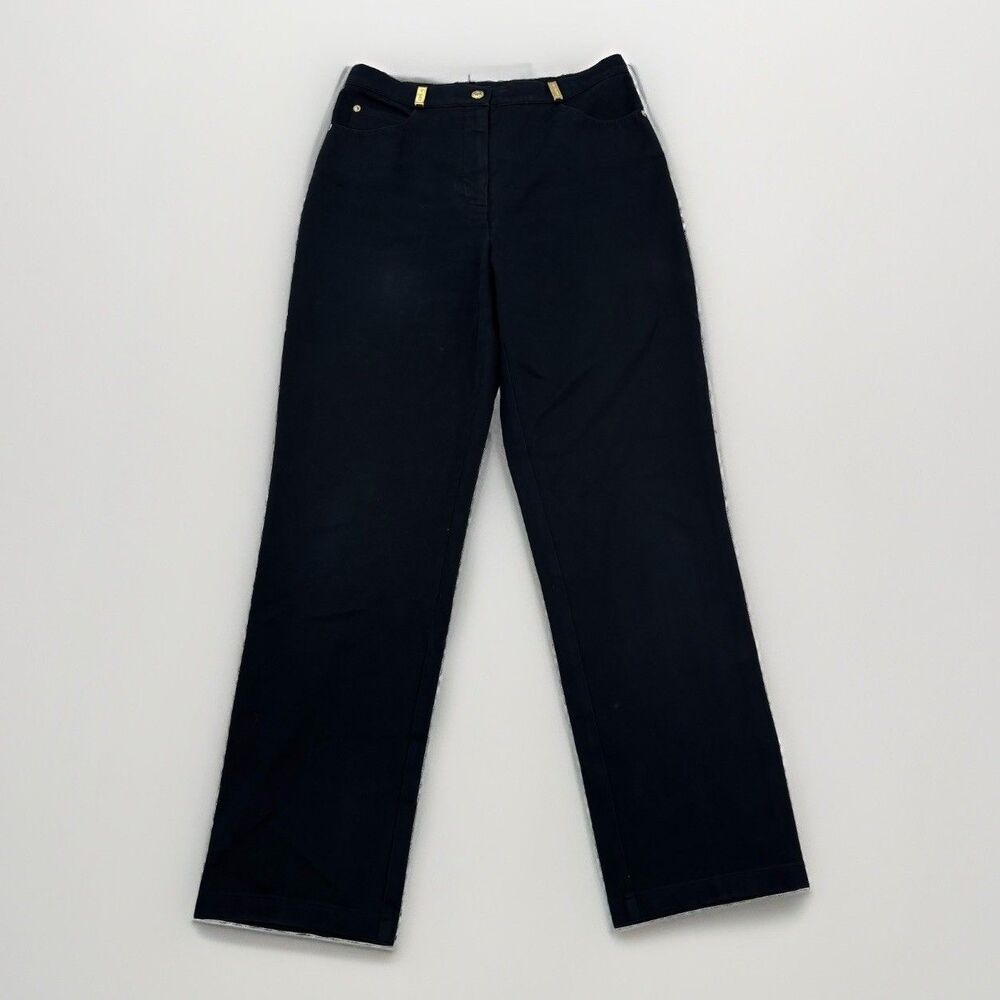 St John Pants Womens Size 10 (Large) Black High Rise Straight Leg